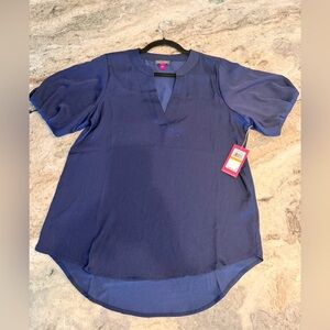 Vince Camuto hammered satin puff sleeve top. NWT